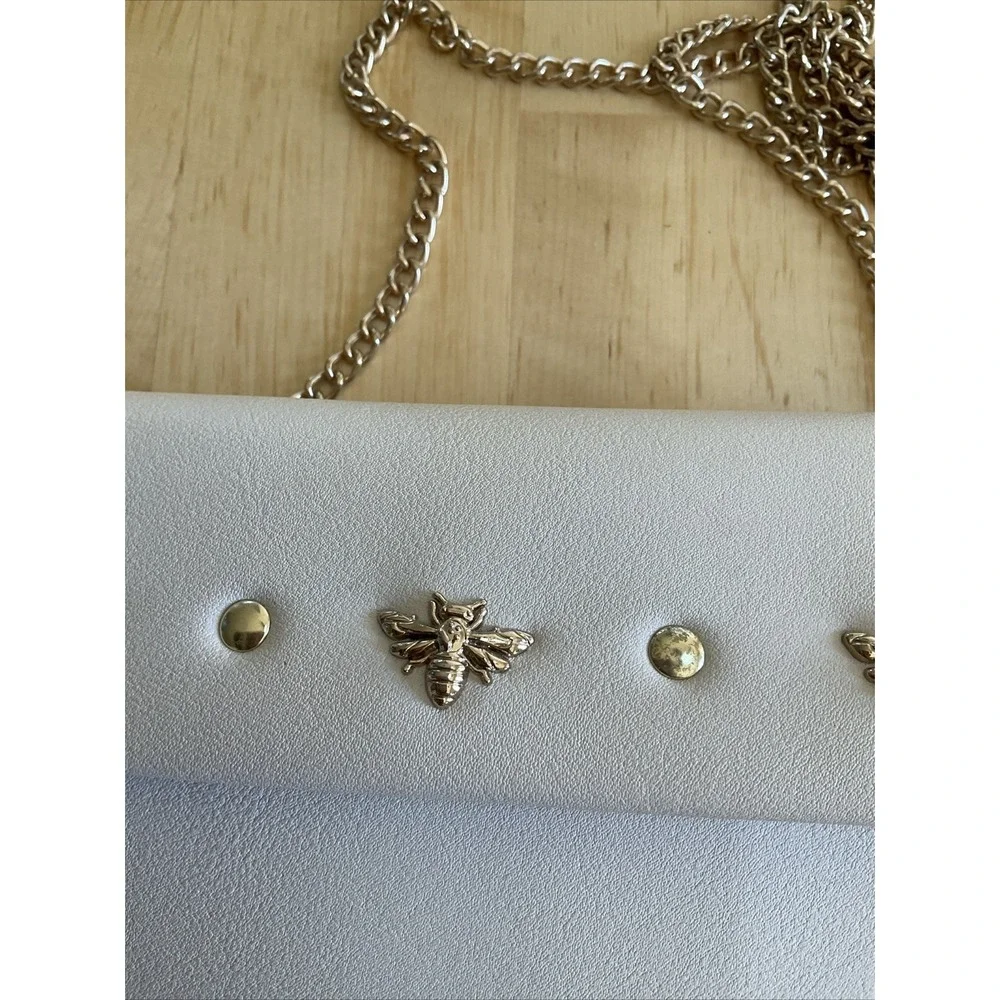 Jeweled‎ Bee Clutch Leather Snap Pouches Jewels Chain Women's Clutch